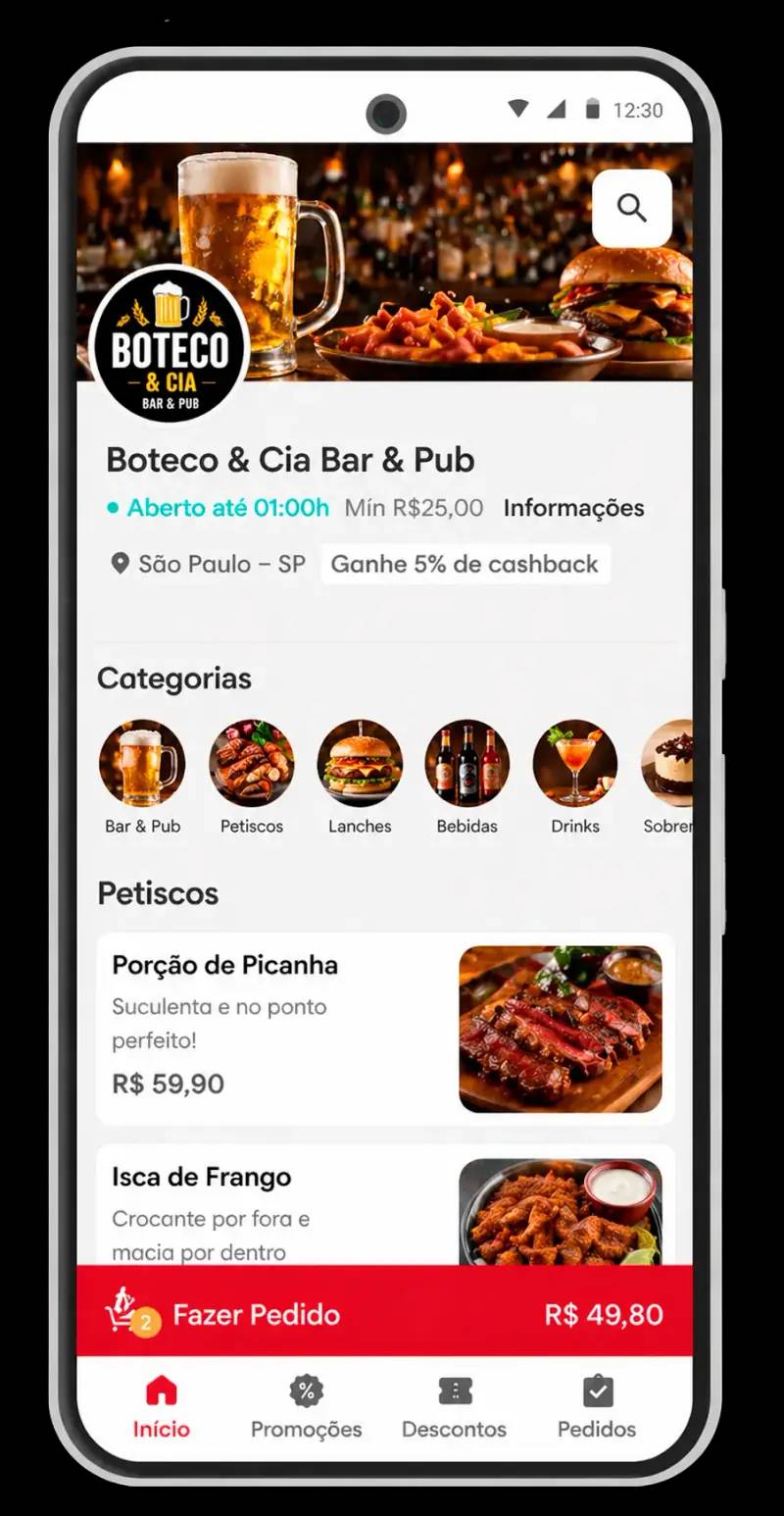 Takeat no app de delivery para bar e pub