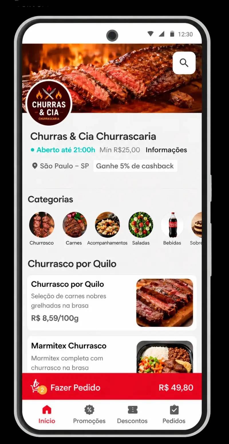 Takeat no app de delivery para churrascaria